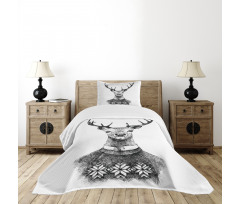 Deer Nordic Sweater Xmas Bedspread Set