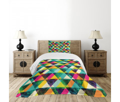 Vibrant Triangles Grunge Bedspread Set