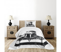 Walrus with Pipe Sketch Bedspread Set