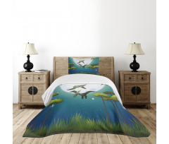 Flying Cartoon Animals Bedspread Set