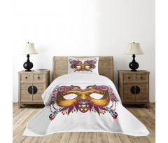 Ornate Yellow Mask Bedspread Set