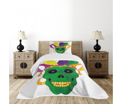Scary Skull Mask Hat Bedspread Set