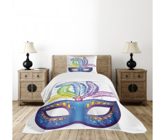 Blue Venetian Mask Bedspread Set