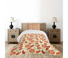 Red Retro Poppy Flowers Bedspread Set