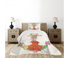 Spring Flowers Blooming Bedspread Set