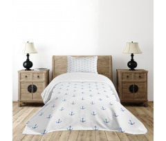 Vivid Blue Anchor Bedspread Set