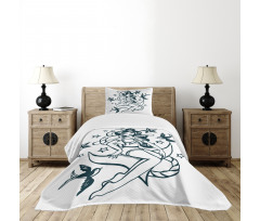 Pin-up Girl Sailor Suit Bedspread Set