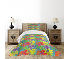 Abstract Vibrant Hibiscus Bedspread Set