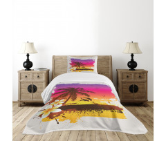 Tropical Beach Sunset Bedspread Set