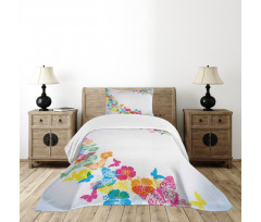 Colorful Butterfly Borders Bedspread Set