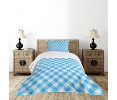 Blue and White Plaid Bedspread Set