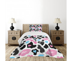 Cow Hide Heart Bedspread Set