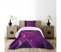 Purple Lines Circles Bedspread Set