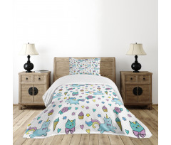 Hearts Stars Floral Bedspread Set