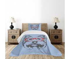 Fun Portrait Red Glasses Bedspread Set