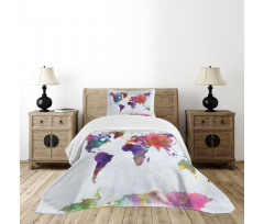 Colorful World Map Bedspread Set