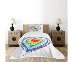 Nested Rainbow Heart Bedspread Set