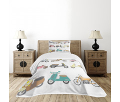 Scooters Design Bedspread Set