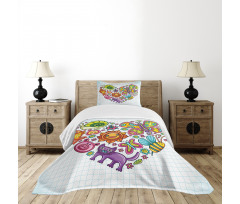 Flora and Fauna Heart Bedspread Set