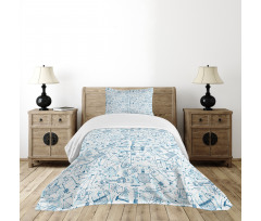 Physics Themed Drawing Bedspread Set