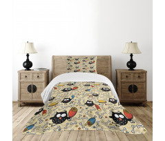 Hungry Owls Eating Bedspread Set