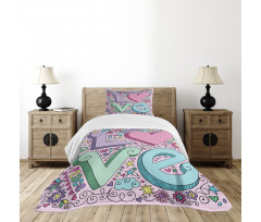 3D Lettering Groovy Bedspread Set