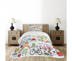 House Girl and Boy Bear Bedspread Set