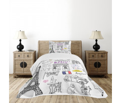 Eiffel Tower Beret Taxi Bedspread Set