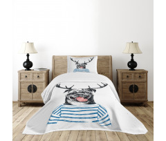 Dog with Antlers Surreal Bedspread Set