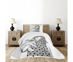 Girl Holding Her Pug Love Bedspread Set