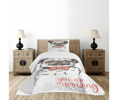 Portrait of a Dog Cartoon Bedspread Set