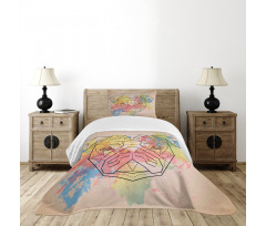 Vibrant Colored Line Art Bedspread Set