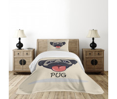 Cartoon Pug Caricature Bedspread Set