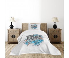 Fun Dog with Flowers Bedspread Set