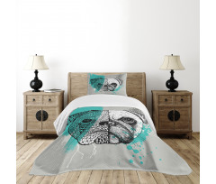 Hand Drawn Head of a Dog Bedspread Set