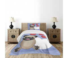 Happy Dog with Hearts Bedspread Set