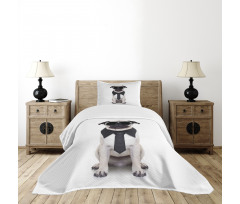 Cool Dog with Tie Glasses Bedspread Set