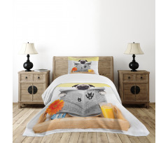 Pug Reading News Daily Dog Bedspread Set