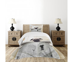 Puppy Reading Newspaper Bedspread Set