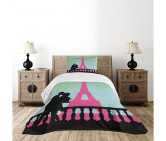 Hand Drawn Couple Kissing Bedspread Set