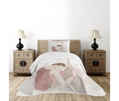 Romantic Man and Woman Bedspread Set