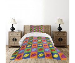 Vibrant Pop Art Kisses Bedspread Set