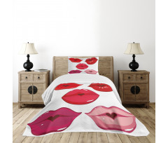 Woman Lips Kiss Affection Art Bedspread Set