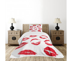 Different Red Kiss Marks Bedspread Set