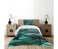 Mosaic Sea Waves Inspired Bedspread Set