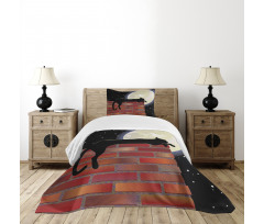 Sillhouette Cat Resting Bedspread Set