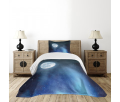 Starry Night Sky Full Moon Bedspread Set