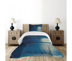 Blue Tropical Beach Image Bedspread Set