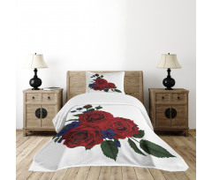 Red Bloom Gentle Florets Bedspread Set