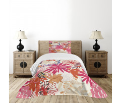 Vivid Floral Arrangement Bedspread Set